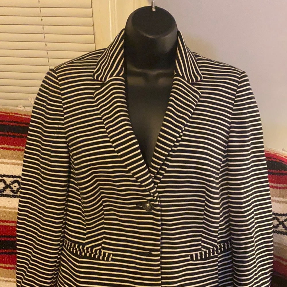 Black and White Blazer With Silver Coated Buttons